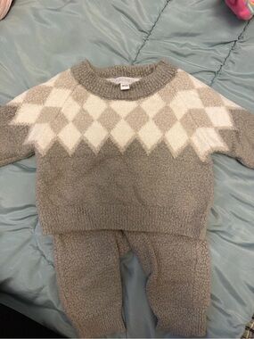 Rachel Cream & Light Gray Two-Piece Set